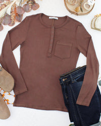 Georgia Long Sleeve Top in Brown