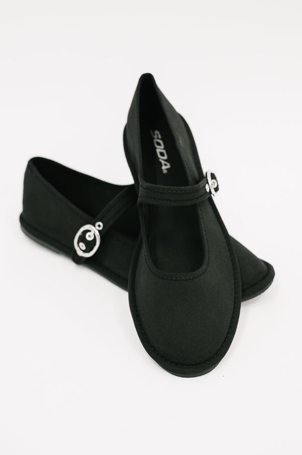 Fleta Buckle Flats in Black