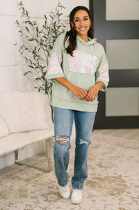 Get My Fixin' Cable Ribbed Knit Hooded Top