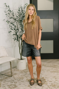Growing Restless V-Neck Tee in Brown