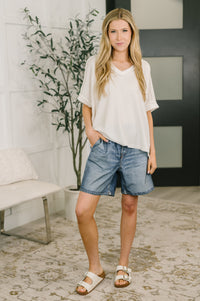 Growing Restless V-Neck Tee in White