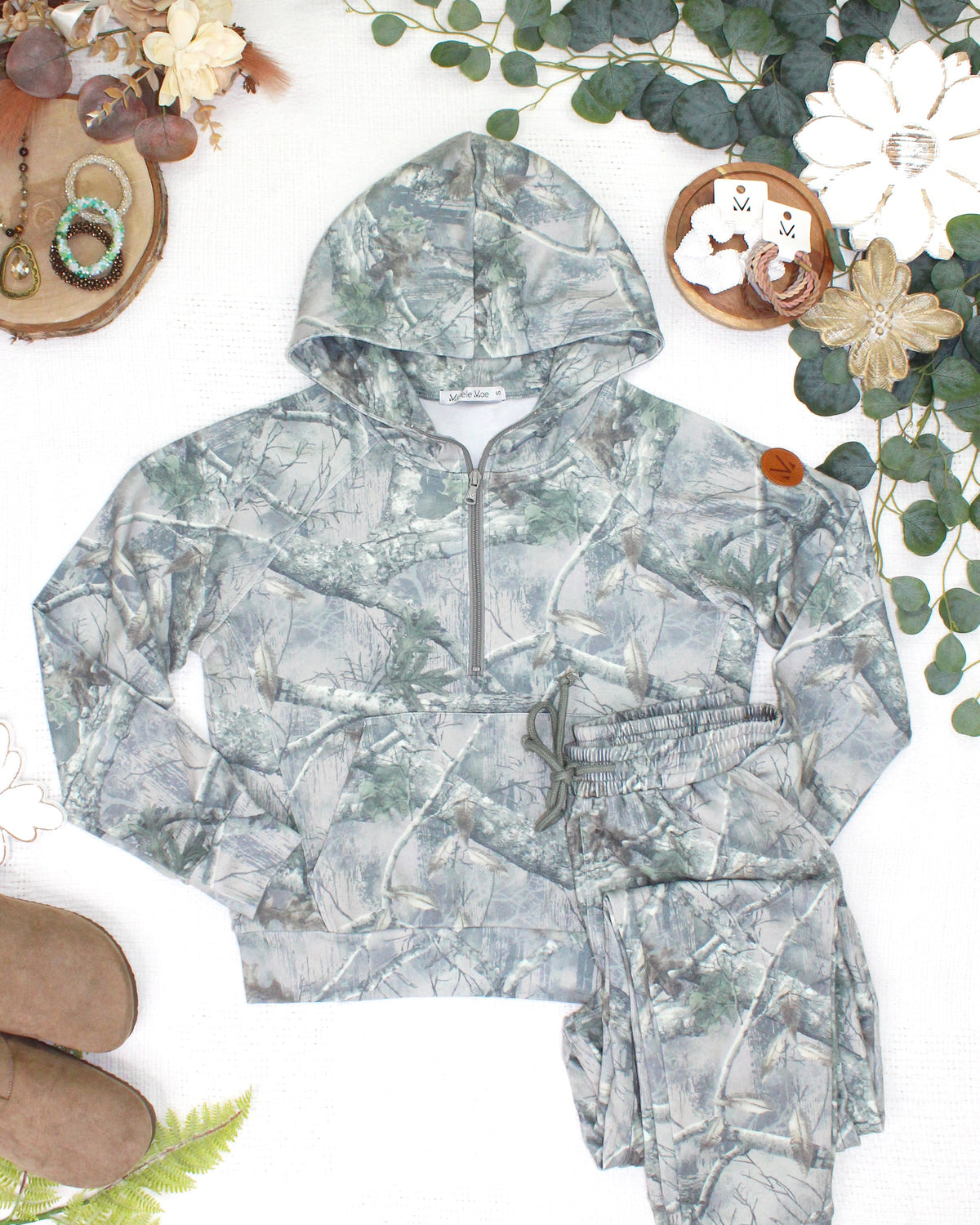 Shorter Halfzip Hoodie in Camo