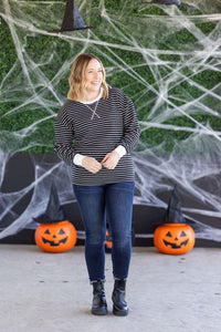 Lola Striped Thermal Top in Black