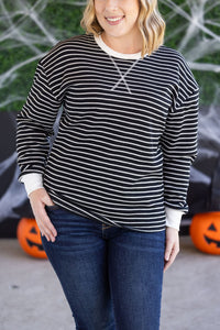 Lola Striped Thermal Top in Black