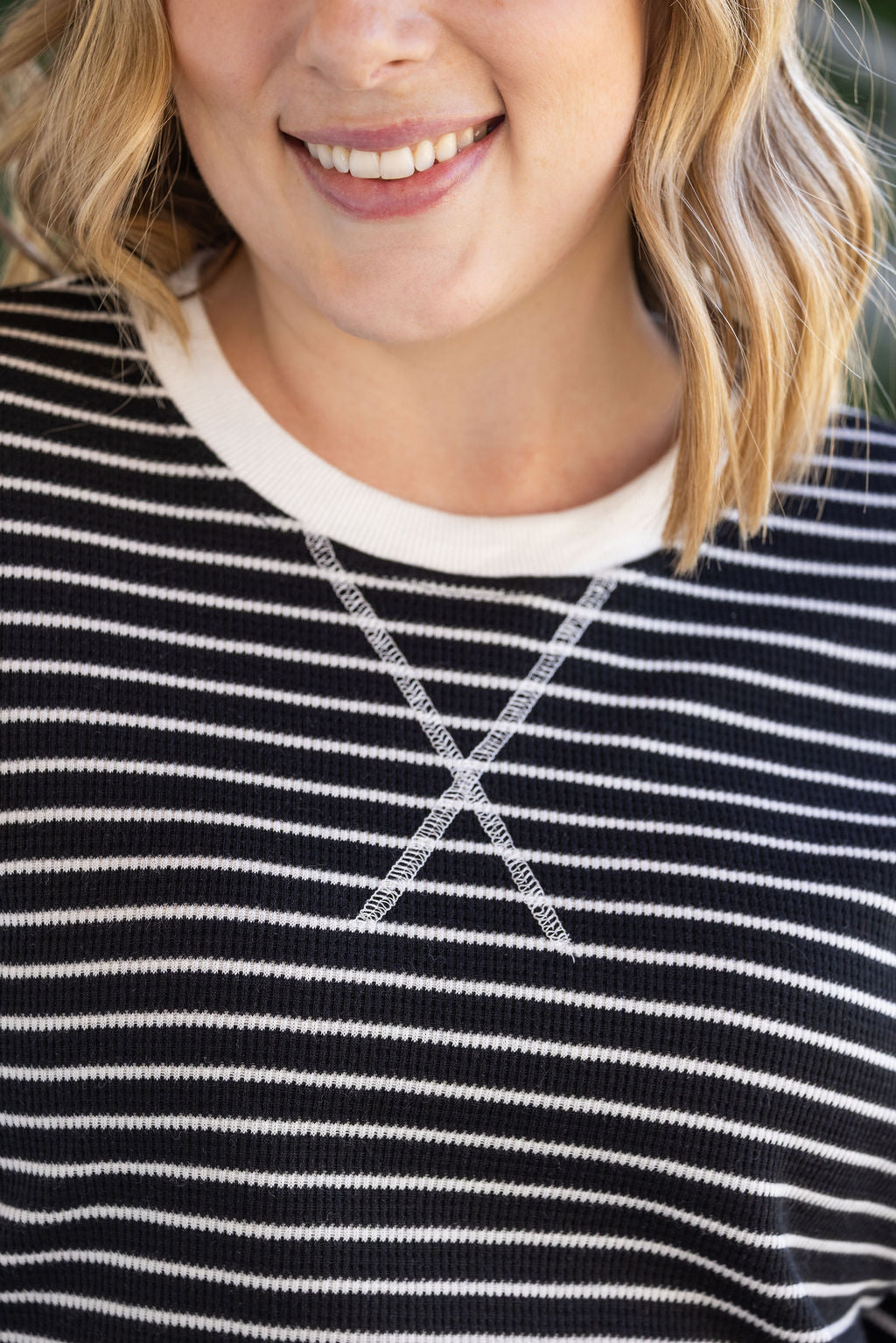 Lola Striped Thermal Top in Black