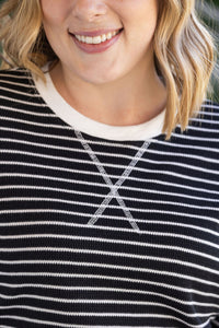 Lola Striped Thermal Top in Black