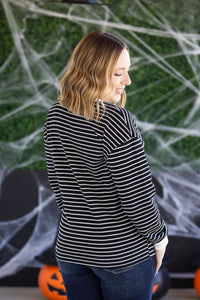 Lola Striped Thermal Top in Black