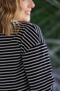 Lola Striped Thermal Top in Black