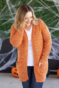Carly Confetti Dot Cardigan in Pumpkin