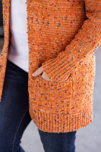 Carly Confetti Dot Cardigan in Pumpkin