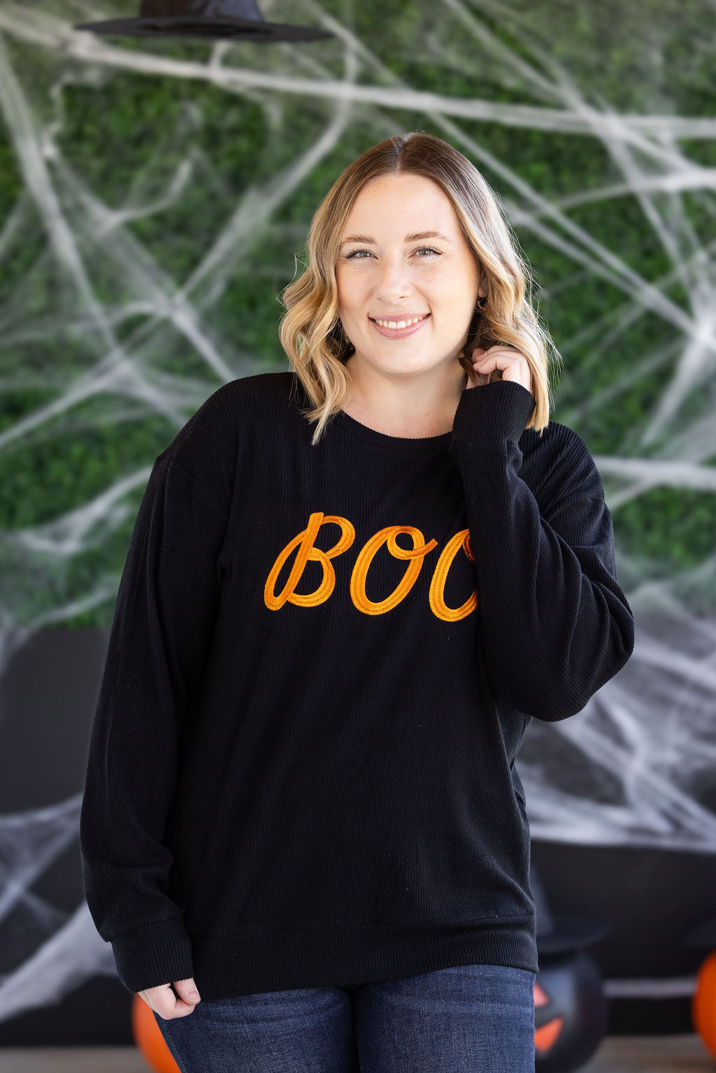 Corrine Embroidered Pullover Top in BOO