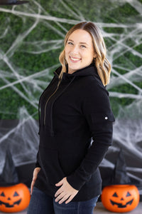 Pixie Pocket Halfzip Hoodie in Black