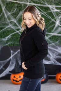 Pixie Pocket Halfzip Hoodie in Black