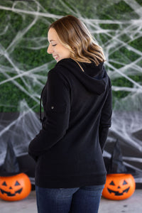 Pixie Pocket Halfzip Hoodie in Black
