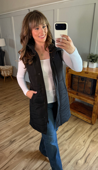Harlow Long Vest in Black