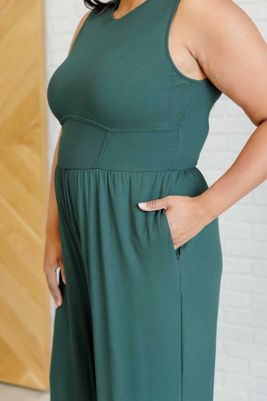 Hilary Wide Leg Jumpsuit in Green