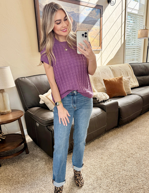 Kelly Knitted Top in Plum