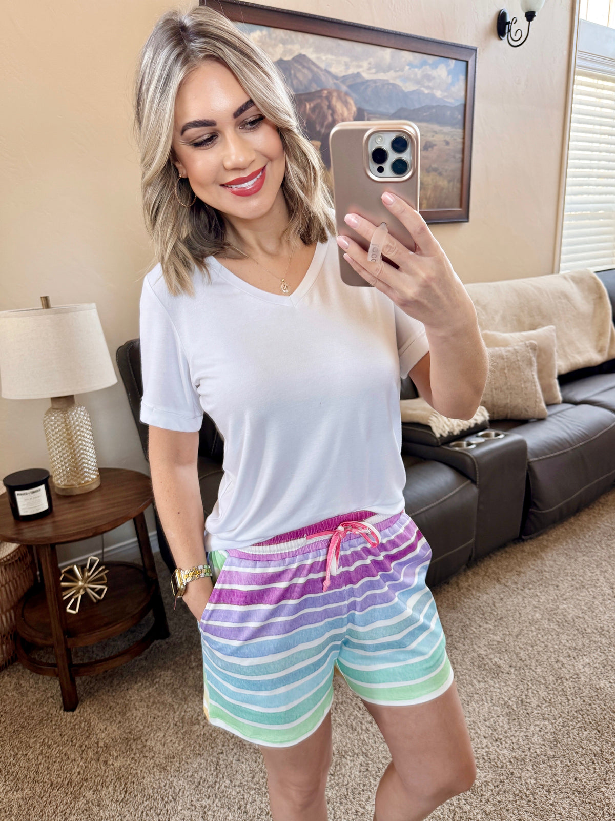 Jamie Shorts in Rainbow Stripes