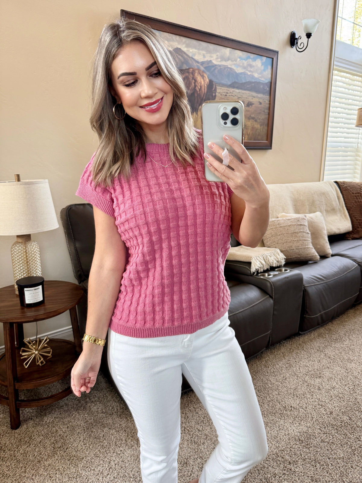Kelly Knitted Top in Rose