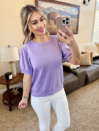 Katie Cozy Top in Heathered Purple