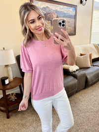 Katie Cozy Top in Heathered Pink