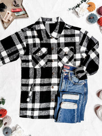 Norah Plaid Shacket  Classic Black and White