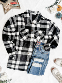 Norah Plaid Shacket  Classic Black and White