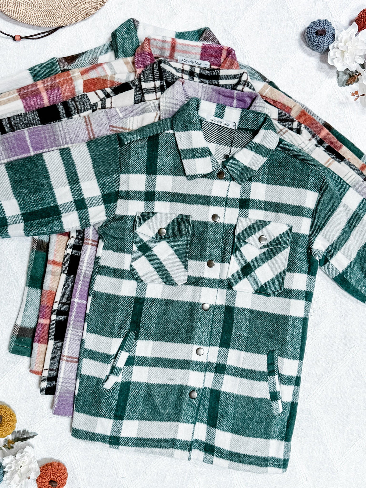 Norah Plaid Shacket in Ivory and Black