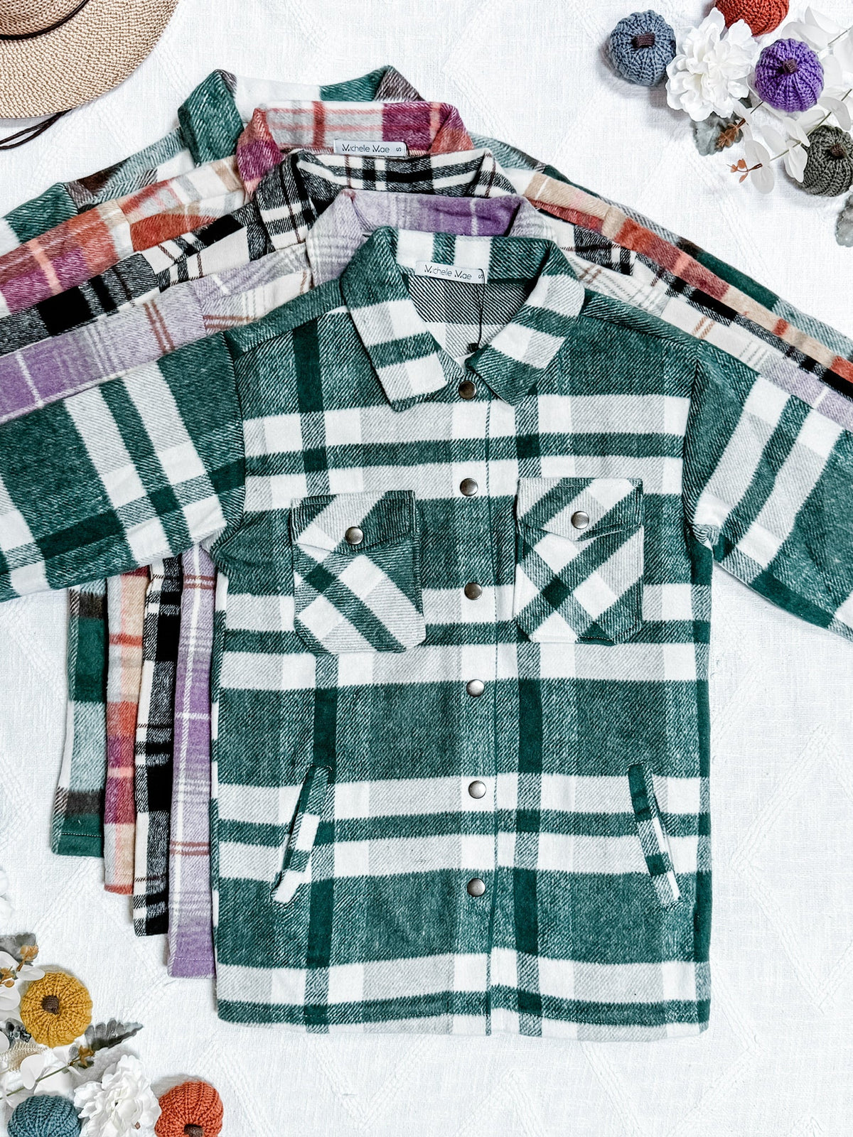 Norah Plaid Shacket in Ivory and Black