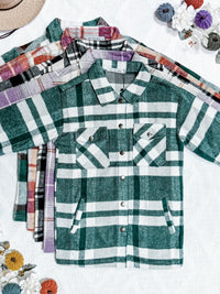 Norah Plaid Shacket in Ivory and Black