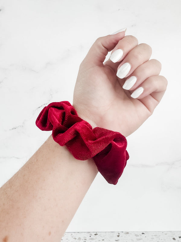 Velvet Scrunchie in Red