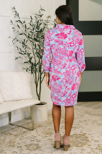 Inspire Collared Dress in Pink Paisley