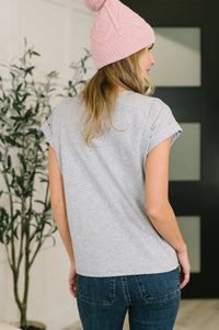 It Starts Here Basic Rolled Sleeve Tee in Grey