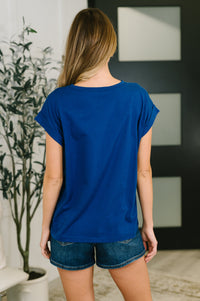 It Starts Here Basic Rolled Sleeve Tee in Navy