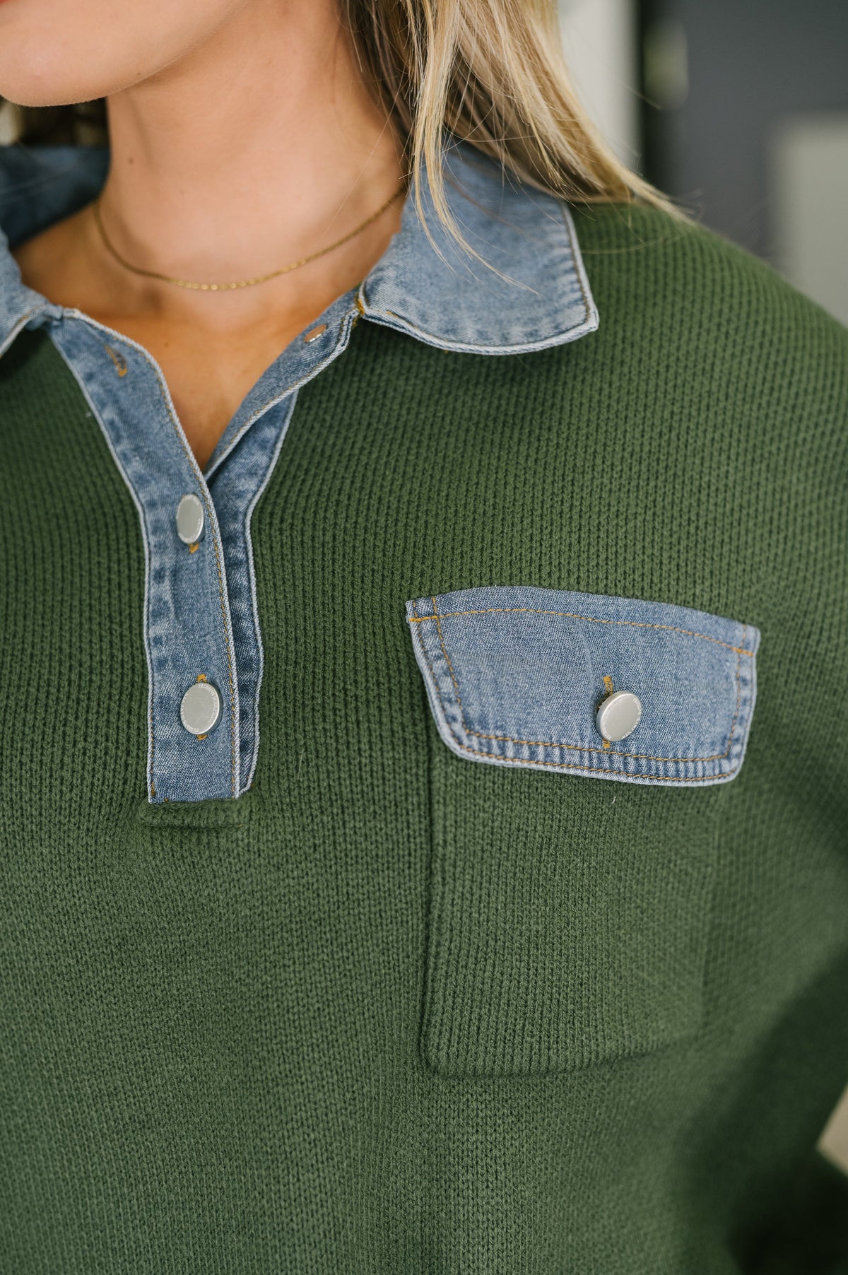 It's a Must Contrast Collared Sweater Top