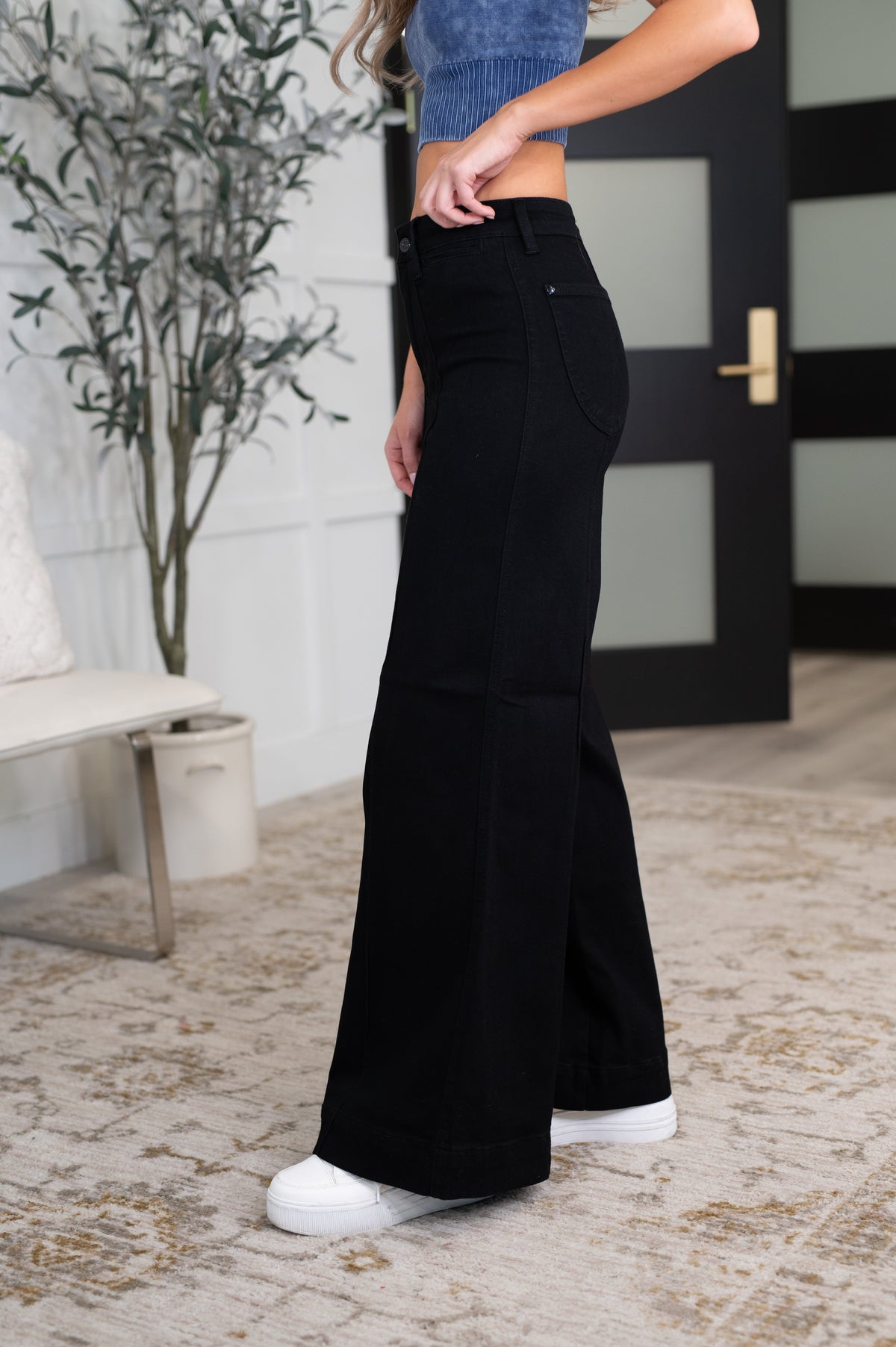Judy Blue High Waist Palazzo Jean in Black