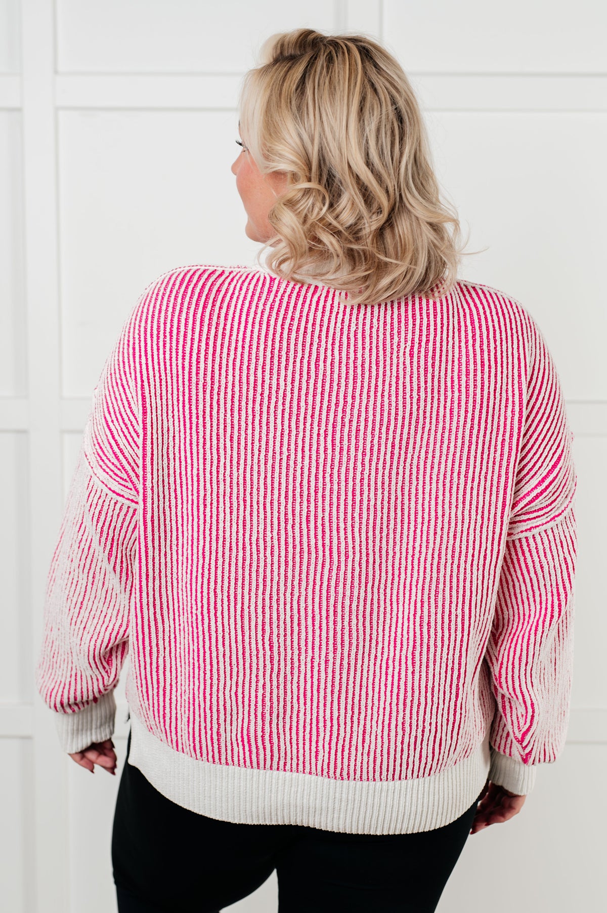 Least High Maintenance Contrast Trim Sweater in Pink