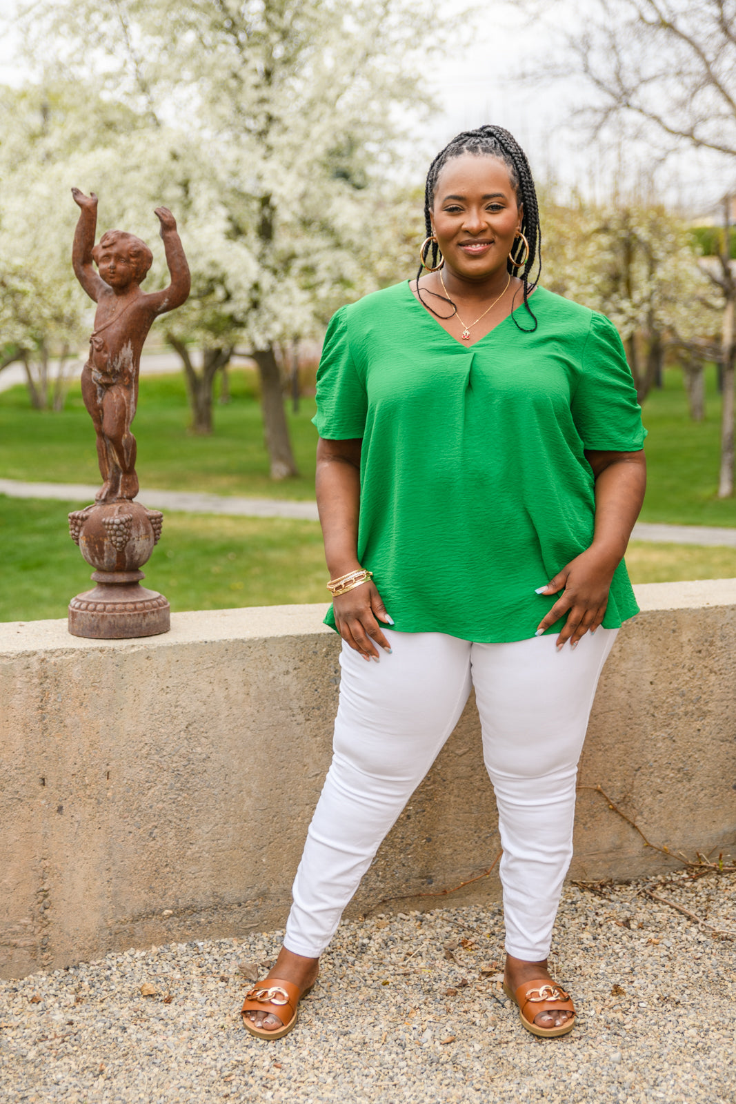 Let's Meet Up Green Blouse – Boutique 1780