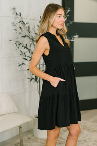 Lizzy Tiered Tank Dress in Black