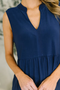 Lizzy Tiered Tank Dress in Navy