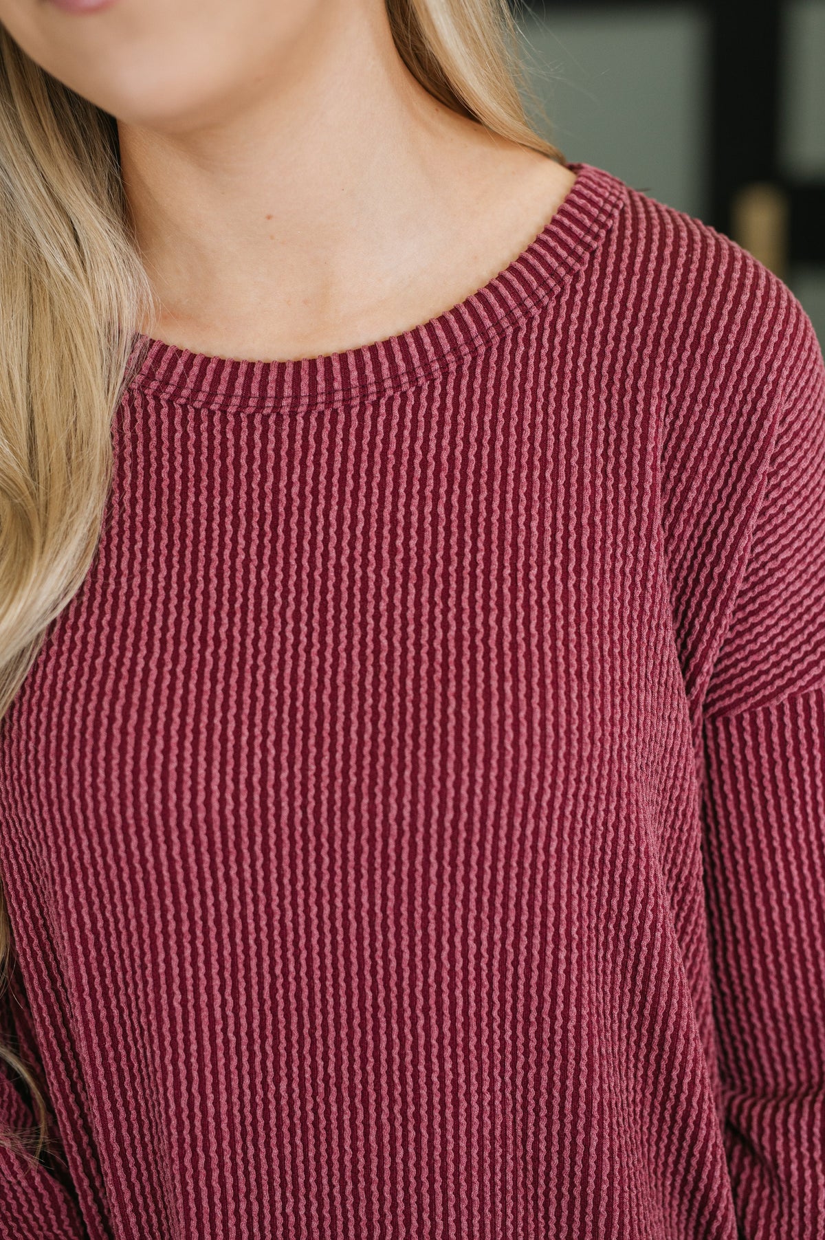 Love to Love You Textured Knit Dress in Burgundy