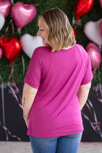 Bamboo V Neck Tee in Magenta