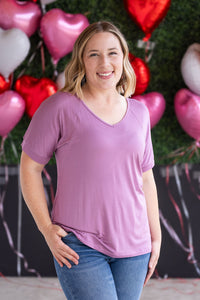 Bamboo V Neck Tee in Pink