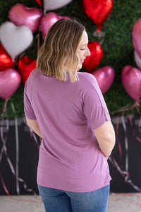 Bamboo V Neck Tee in Pink
