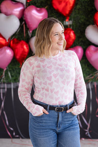 Blair Long Sleeve Top in Blushing Pink Hearts