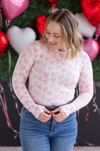 Blair Long Sleeve Top in Blushing Pink Hearts