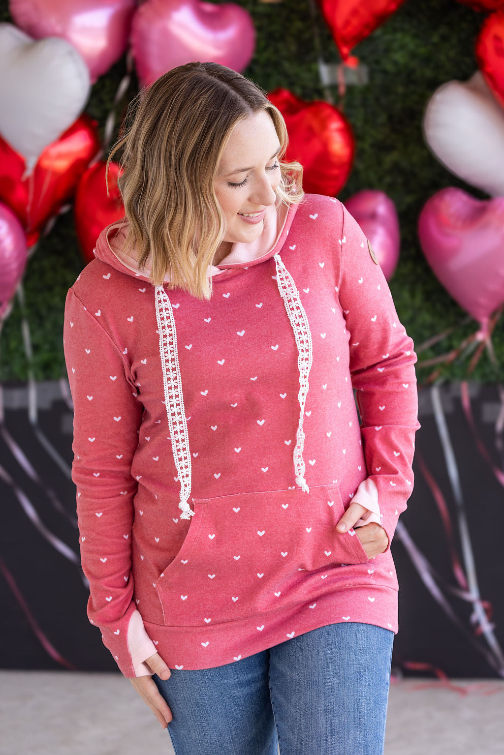 Hailey Pullover Hoodie in Sweetheart Red