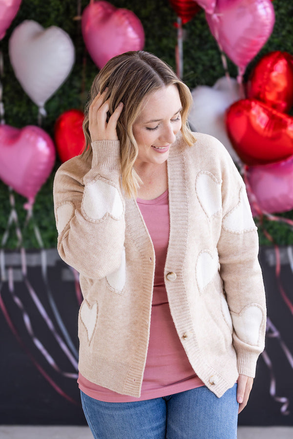 Sweetheart Cardigan in Tan