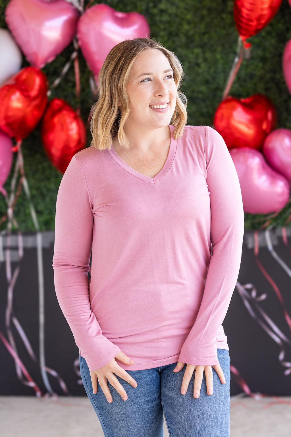 Larissa Long Sleeve Top in Rose