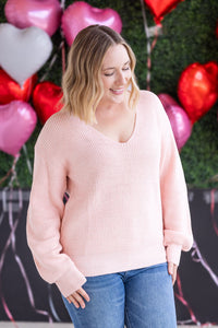 Bethany Bow Knit Sweater in Light Pink